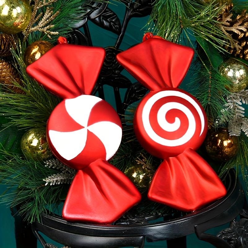 Vánoční dekorace 30cm červené cukroví rekvizity ozdoby na vánoční stromek, sada 2 kusů