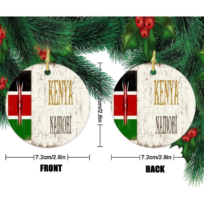 Kenya Capital City Nairobi Christmas Ceramic Ornament Country Souvenir Vintage Rustic Ornament Xmas Present Holiday Ornament for Home Christmas Tree