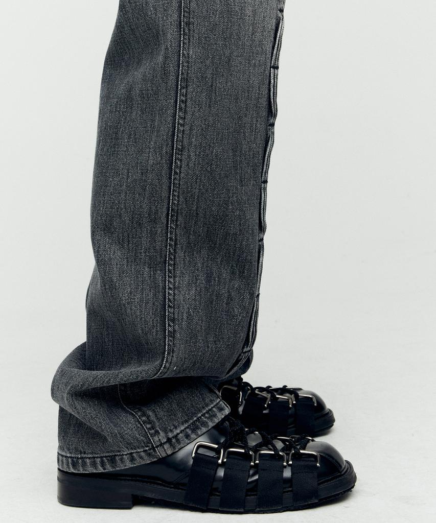 ADSB ANDERSSON BELL Wave Wide Leg Jeans Apa682M(Washed Black)