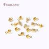 18K Gold Plated Leather Clip Connector Brass Metal Rope Fastener Crimp Fold Over Cord End Cap For DIY Jewelry Making Supplies
