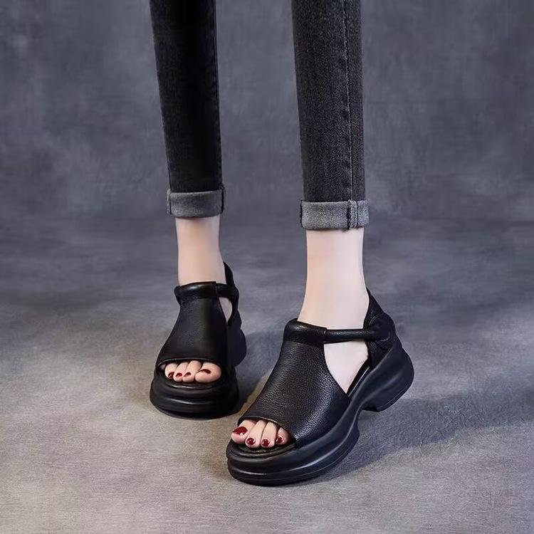 Summer Women's Shoes Platform Roman Sandals Open-toe Wear Casual Fashion Hollow Comfortable Beach Shoes Sandals