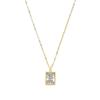 Women's Trendy Square Zircon Crystal Sugar Cube Pendant 18K Gold Plated Stainless Steel Link Chain necklace