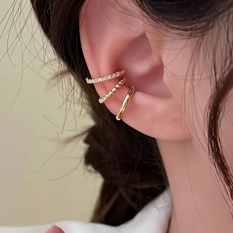 1 Set 3pcs Minimalist Vintage C-Shaped Rhinestone Clip-On Earrings, Suitable for Women Daily, Festivals and Banquets