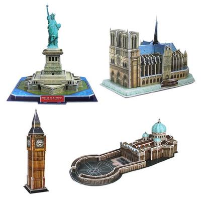 World Building 3D Puzzle Advanced 4 Typ B Frihetsstaty + Notre Dame Paris + Holy Ball Road Cathedral + London Big Ven