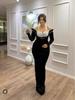 Elegant Black Rhinestone Long Sleeve Bandage Evening Dress