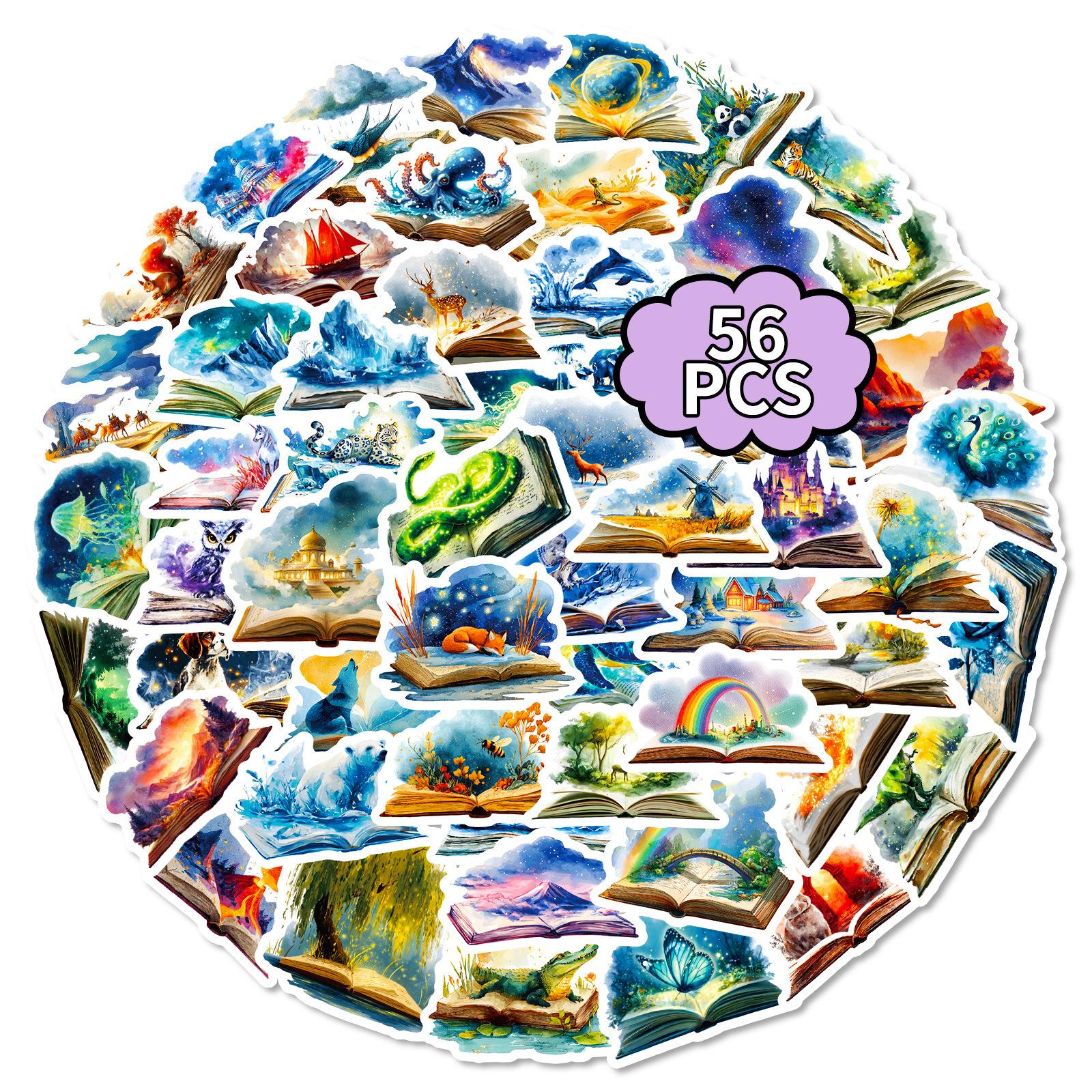 56 Cartoon Magic Book World Graffiti Stickers Creative Beautiful Stationery Decorative Stickers