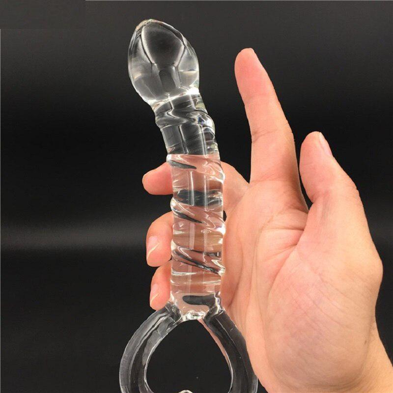 Transparent Crystal Glass Vagina Massager Dual Head Dildo Anal Plug G-spot Stimulation Sex Toy