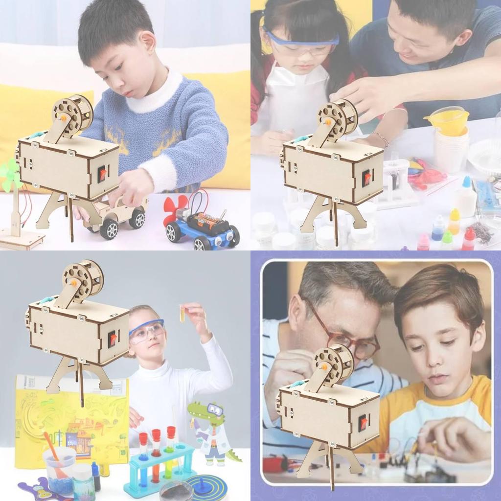 Wooden Diy Science Projector Kit Fun Physics Experiment Toy For Elementary School Students R-61