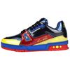 Scarpe da Ginnastica Tela Pelle Casual Basse alla Moda per Skateboard Uomo Nero Blu Giallo 1A9JU2