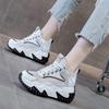 Scarpe Rialzanti Altezza 8cm Donna Sneakers Piattaforma Marca di Moda Scarpe Chunky in Pelle da Donna Scarpe Casual Traspiranti in Rete Nero Bianco