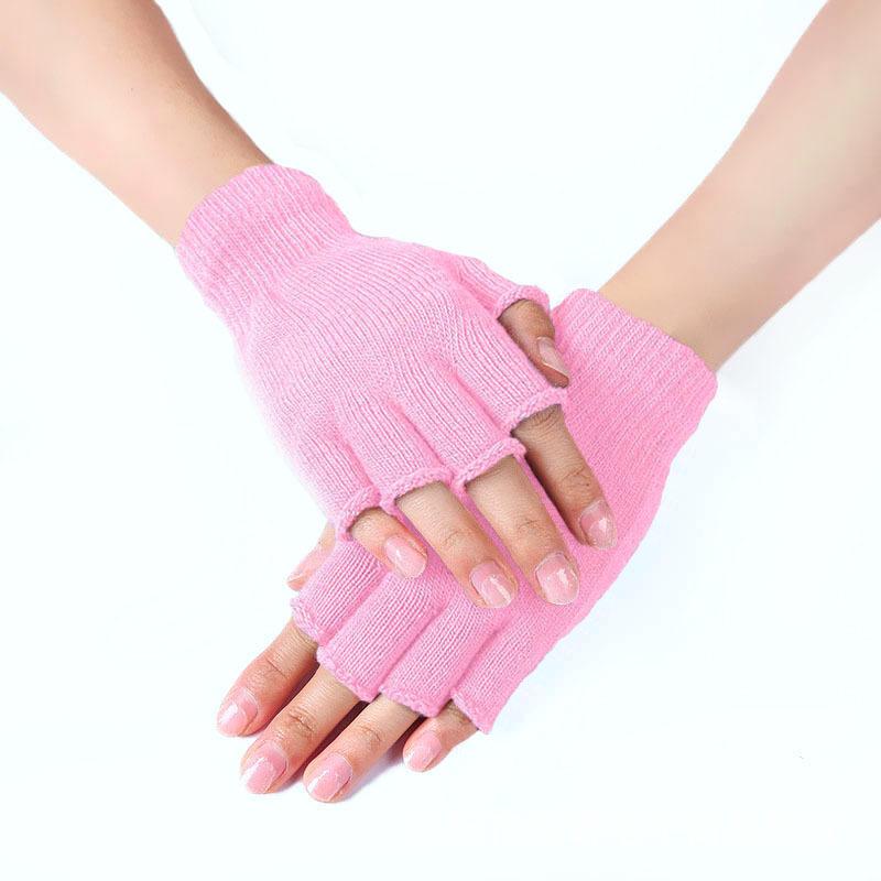 Work Winter Gloves Warm Short Half Finger Fingerless Knit Wrist Gloves Stretch for Outdoor Cycling Gloves Men Women 1 Pair