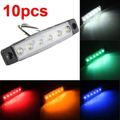 10pcs 6 LED Clearence Car Truck Bus Lorry Trailer Side Marker Light Indicators Lamp 12V Red White Blue Amber