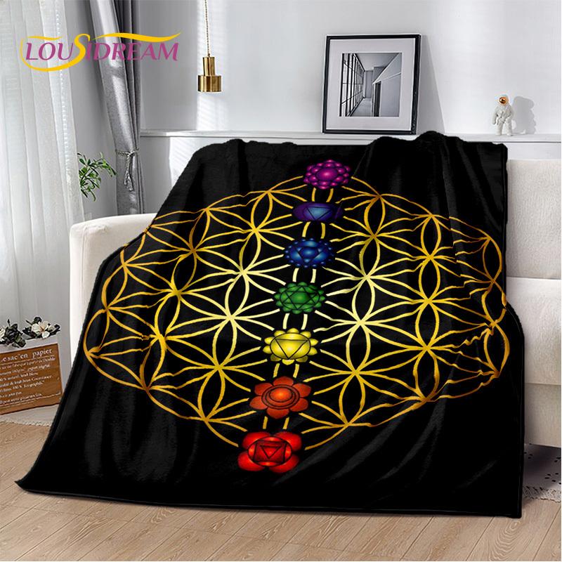 3D Yoga Zen Naturalize Meditation Rainbow 7 Chakra Blanket,Flannel Throw Blanket for Home Bedroom Bed Sofa Picnic Office Hiking