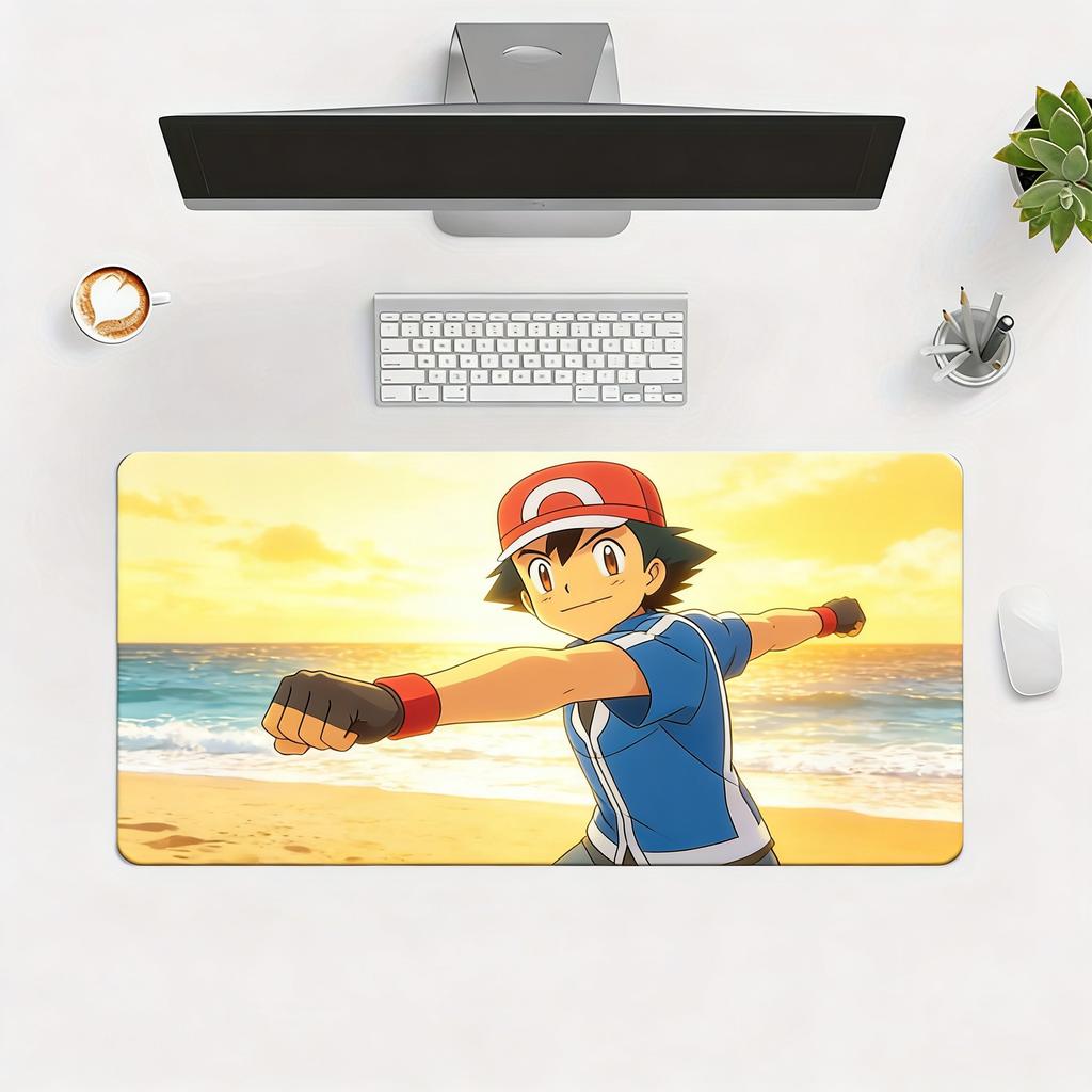 Pokemon Ash Ketchum with Pikachu Group Anime Extended Gaming Mouse Pad Large Desk Mat for PC Laptop
