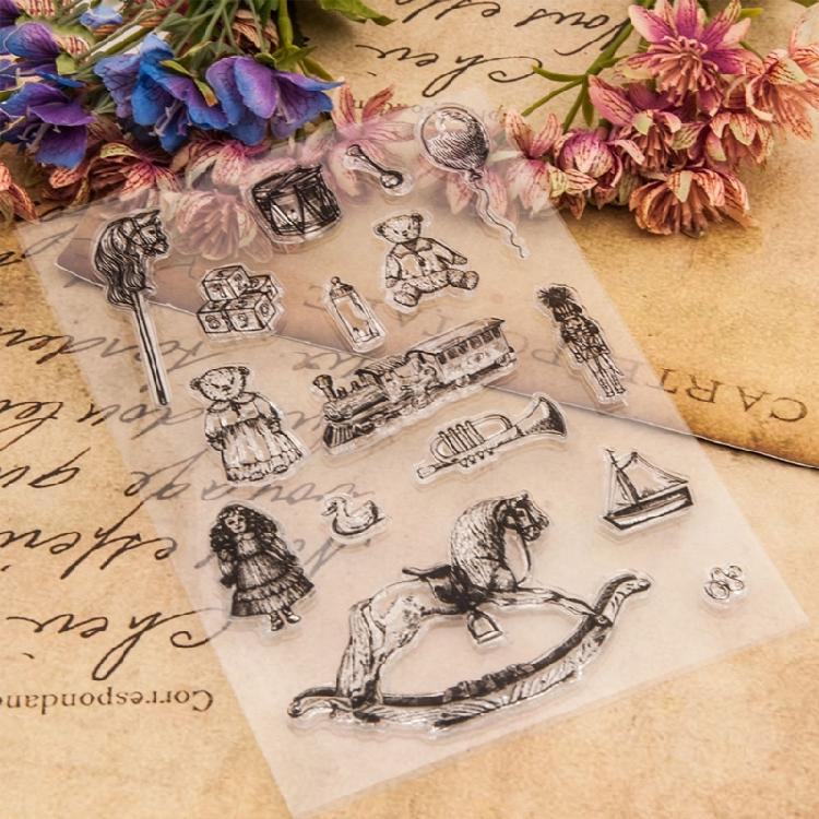 Children Toy Themed Stamps Nursing Bottle Stamp Balloon Stamp for Card Making Scrapbooking, Decorative Clear Stamps