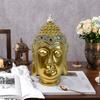 Buda Başı Figürü Ev Dekorasyonu Shakyamuni Buda Heykeli Oturma Odası Ofis Masaüstü Reçine Süsler Feng Shui Heykeli