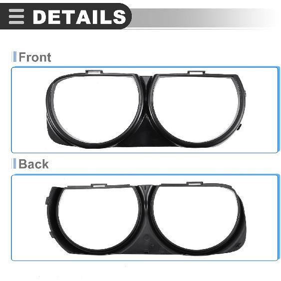 Motoforti Headlight Lamp Bezel Trim, for Dodge Challenger 2015-2022, 68259053AB/68259052A, Plastic, Black, 1 Pair