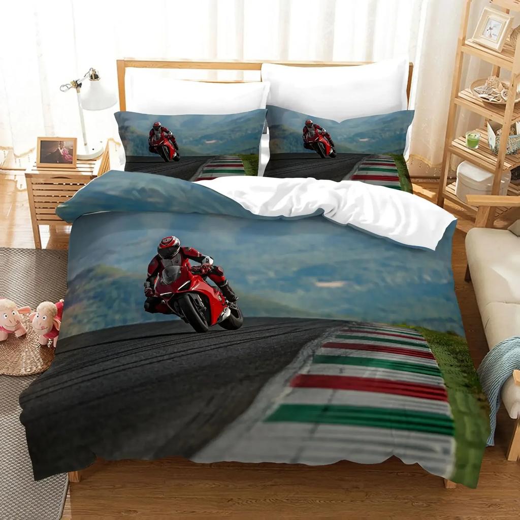3D Printed Motorcycle Fashion Artistic Comfortable Duvet Cover Pillowcase Bedding Set Children Bedroom Decoration Home Textile