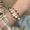 Gentle Universe, Original Handmade Cream Color Scheme Double Star Bracelet Niche Design Girl Natural Stone Beads