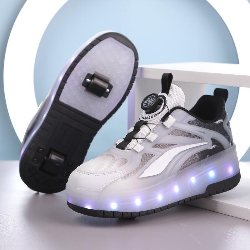 2 New children's runaway shoes, girls' automatic double-wheel skates with lights, men's luminous shoes