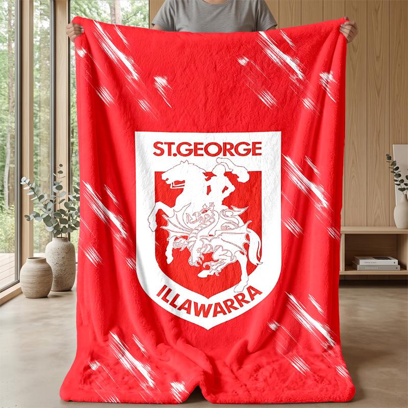 St George DragonPrinted Flannel Blanket Cozy Skin-Friendly Warm Throw for Couch Bed Indoor Daily Use
