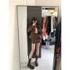 Women's Retro PU Leather Faux Sheepskin Motorcycle Jacket and Fashion Short Skirt Two-Piece Set (Spring/Autumn 2023)