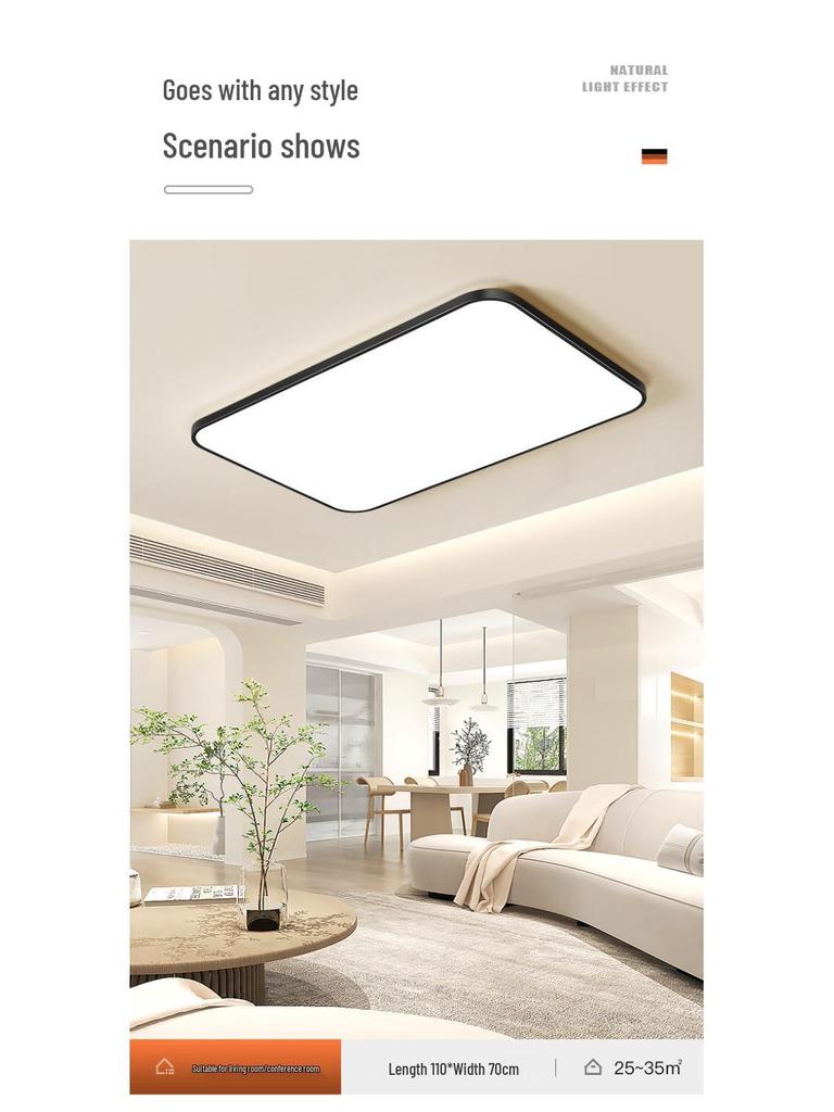 Ultra-Thin Modern Rectangular LED Ceiling Light for Living Room and Bedroom