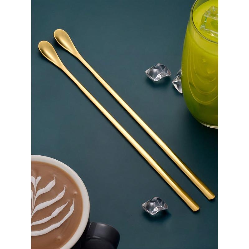Stainless Steel Stirring Spoon Long Handle Coffee Spoon Dessert Spoon Creative Ice Spoon Honey Spoon Milk Tea Mixing Bar Spoon