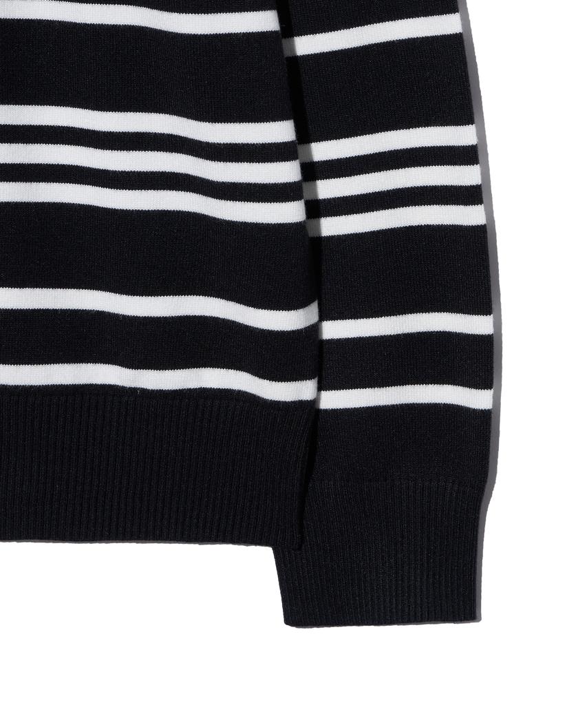 IRONYPORNO WHITELINE 86-Iroj368 Classic Small Stripe Long Sleeve Knit Black