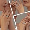 Classic 925 Sterling Silver Ring for Women Unique Natural Moss Agate Crystal Ring for Mom Birthday Engagement Gift