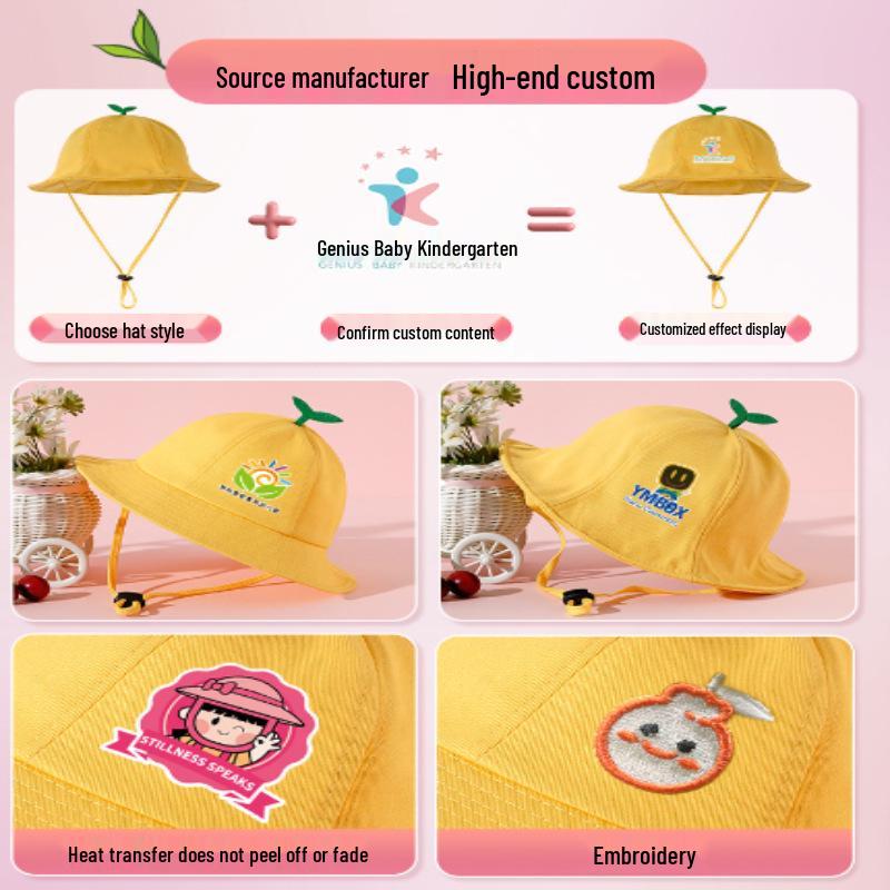 

Custom Logo Kindergarten & Primary School Sunshade Bucket Hat for Children 50CM (Ages 0-1)