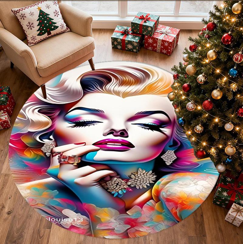 Marilyn Monroe Mønster Rundt Tæppe, Indendørs/Udendørs Måtte, til Picnic, Spillerum, Soveværelse, Kontor, Stue, Hjemmeindretning Tæppe, Fødselsdagsgave