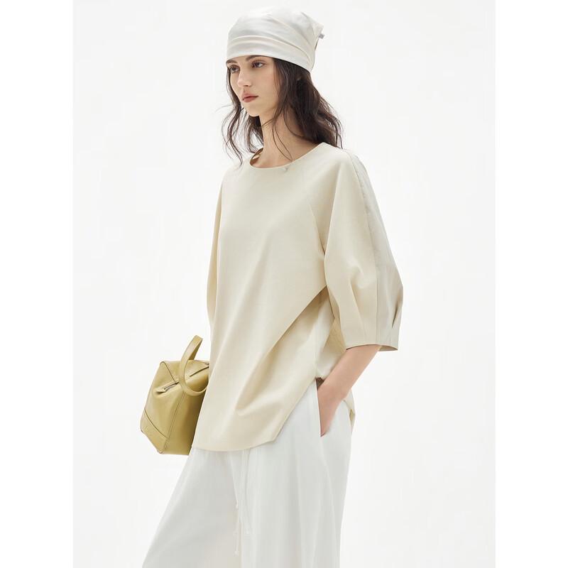 ELLE Women's French Style Round Neck Casual Shirt