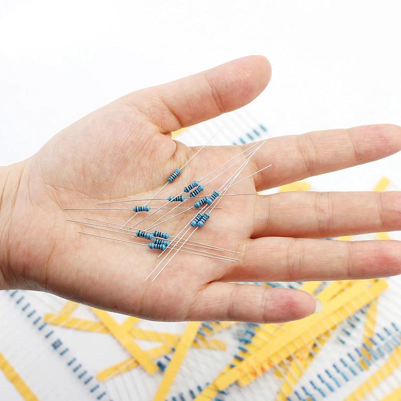 

300/600pcs 30Values 1/4W Metal Film Resistor Kit 10Ohm ~1M Ohm Resistance 1% Set of Resistors 300PCS-Without box