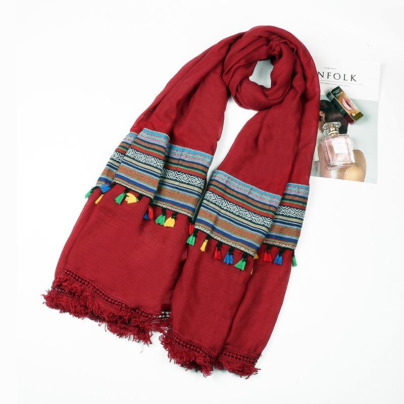 Summer silk scarf women s light and thin, ethnic style shawl women s versatile Lijiang travel fashion sand scarf sun protection long scarf 180*100cm