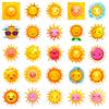 50 Cartoon Sun Stickers Doodle Sun Emoticon Pack Cute Smiling Face Personalized Children's Stickers