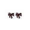 Retro Burgundy Bowknot Stud Earrings - Niche, Sweet, and High-End for Autumn/Winter 2025