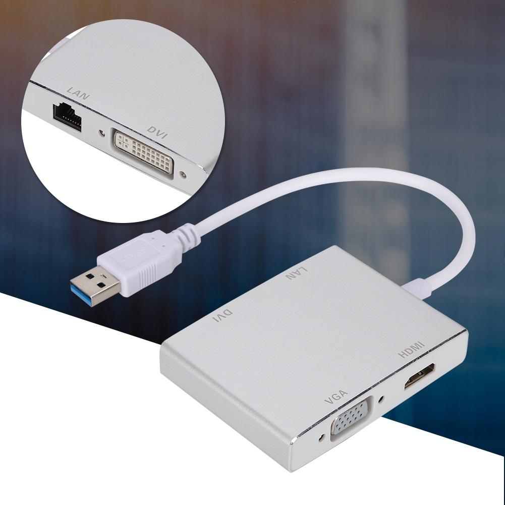 High Quality MultiFunctional Aluminum Alloy USB 3.0 To VGA HDMi LAn TDVI Converter Adapter