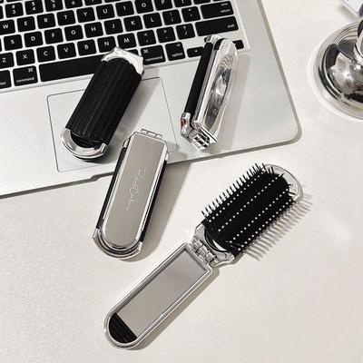 Compact Folding Pocket Comb & Mirror with Mini Massage Cushion
