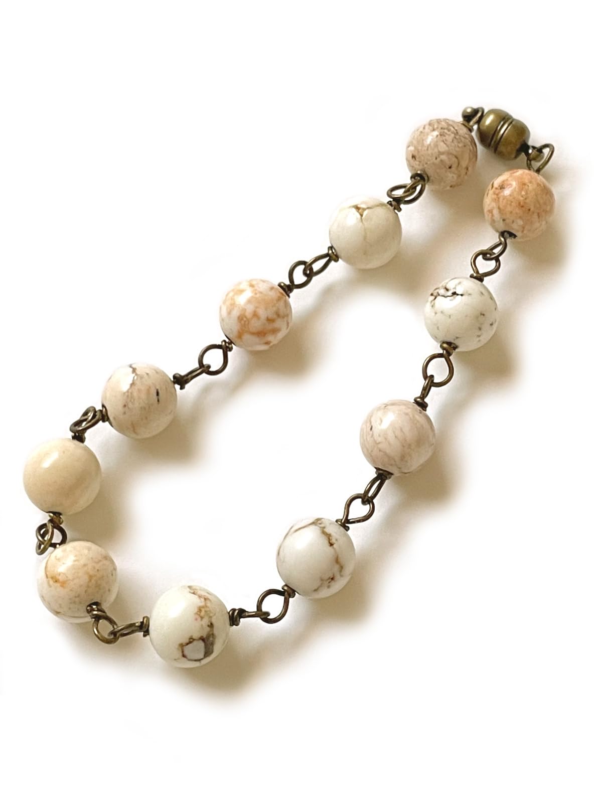 

[Cherry] Magnesite Sphere White Bracelet, Magnetic, Natural Stone, Power Stone AC311