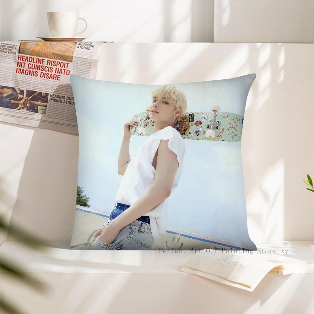 

1PC Korean Group Kpop TXT Huening Kai Pillow Case Square Pillow Cushion Cover Bedroom Sofa Room Decoration Casual Pillow Cover 16x16Inch