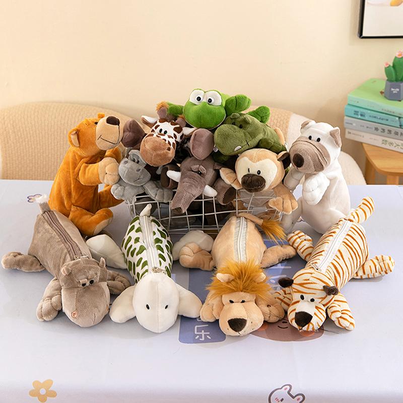 Stifteetui mit Cartoon-Tier, Elefant, Löwe, Plüsch, für die Schule, große Kapazität, Aufbewahrungstasche für Schreibwaren, Geschenk für Kinder