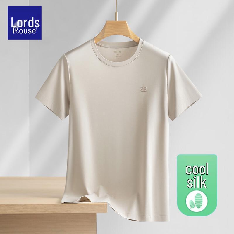 LOZ Men s Summer Mulberry Silk Blend Breathable Cool-Touch Round Neck T-Shirt 2XL