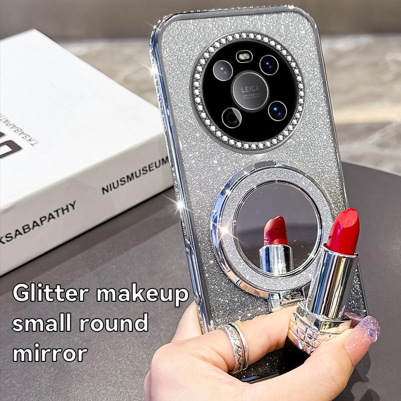 Pro Huawei Mate 40 50 60 Diamantové Pokovení Nárazuvzdorné Pouzdra s Magnetickým Držákem Mate 50 Luxusní Zrcadlový Třpytivý Kryt Pouzdro Mate 60 Pro