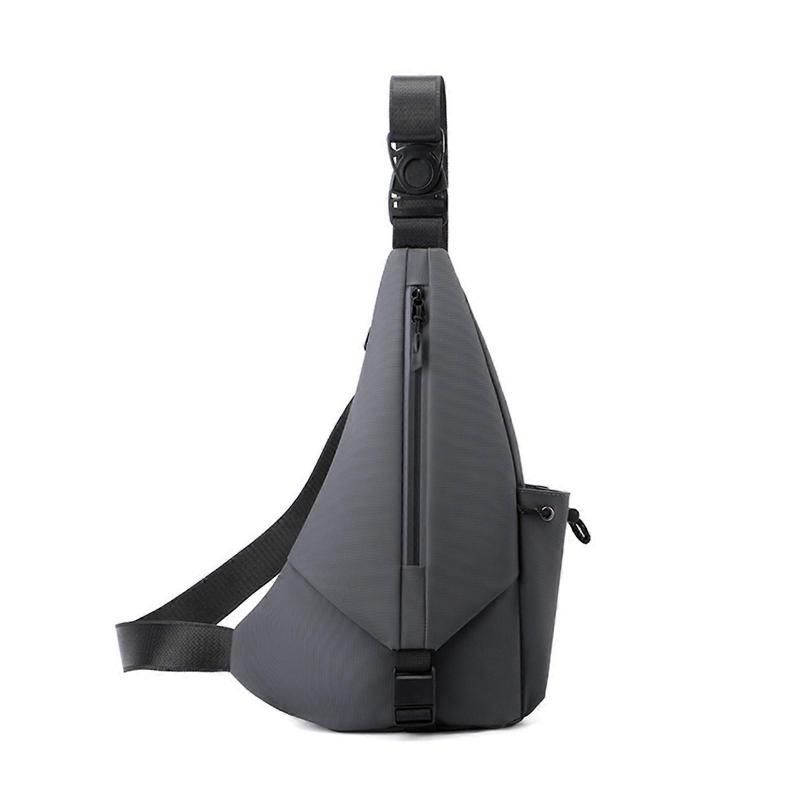 Herren Nachtsicherheits-Umhängetasche Großes Fassungsvermögen Crossbody Brusttasche Mode Reflektierend Wasserdicht Sling Bag Reisegeldbörse Grau