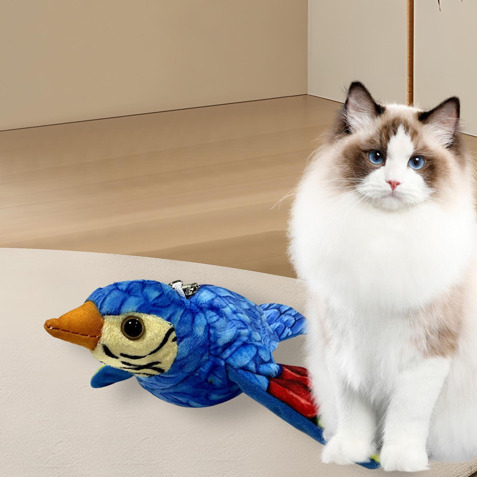 

Интерактивная игрушка для кошек, упражнение «Машущее крыло», имитация щебечущей птицы для преследования синий