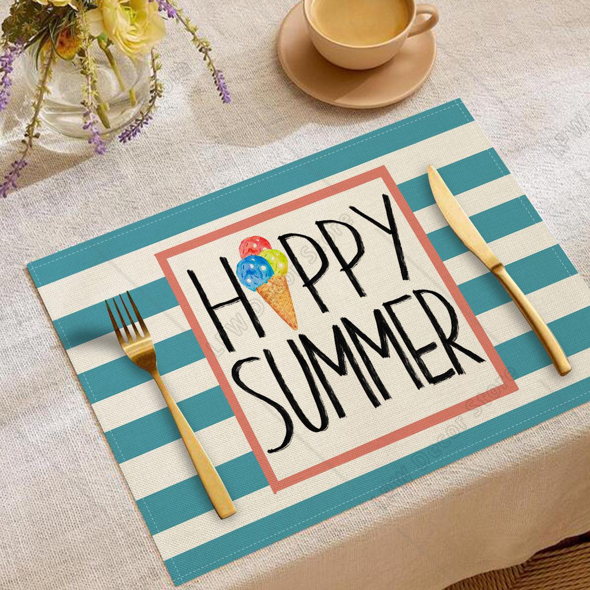

Summer Themed Table Placemats With Tropical Patterns Pineapples Coral Sunflowers Durable Stylish Watercolor Table Decor 4 PCS 12x18inch
