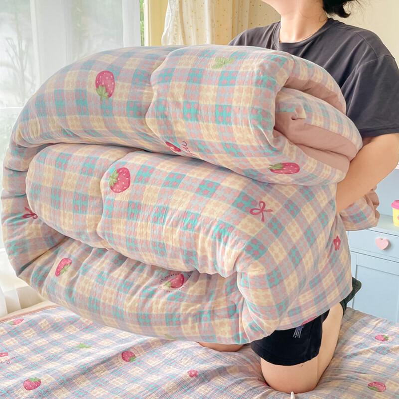 LISM Strawberry Plaid Washed Cotton Soybean Fiber Comforter