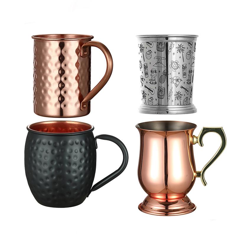 Hammered Copper Plated Stainless Steel Moscow Mule Copper Mug Drum-Type Beer Cup Water Glass Drinkware
