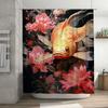Luxury Golden Fish Peony Shower Curtain Extra Long Waterproof Bath Decor For Home Living Room Pink Floral Print Wall Hanging
